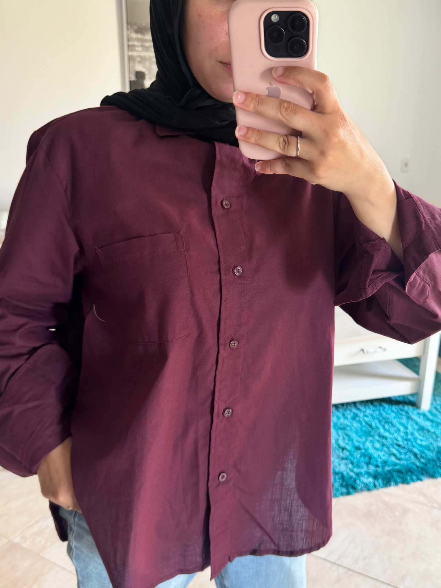 Burgundy Linen Shirt