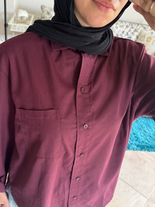 Burgundy Linen Shirt