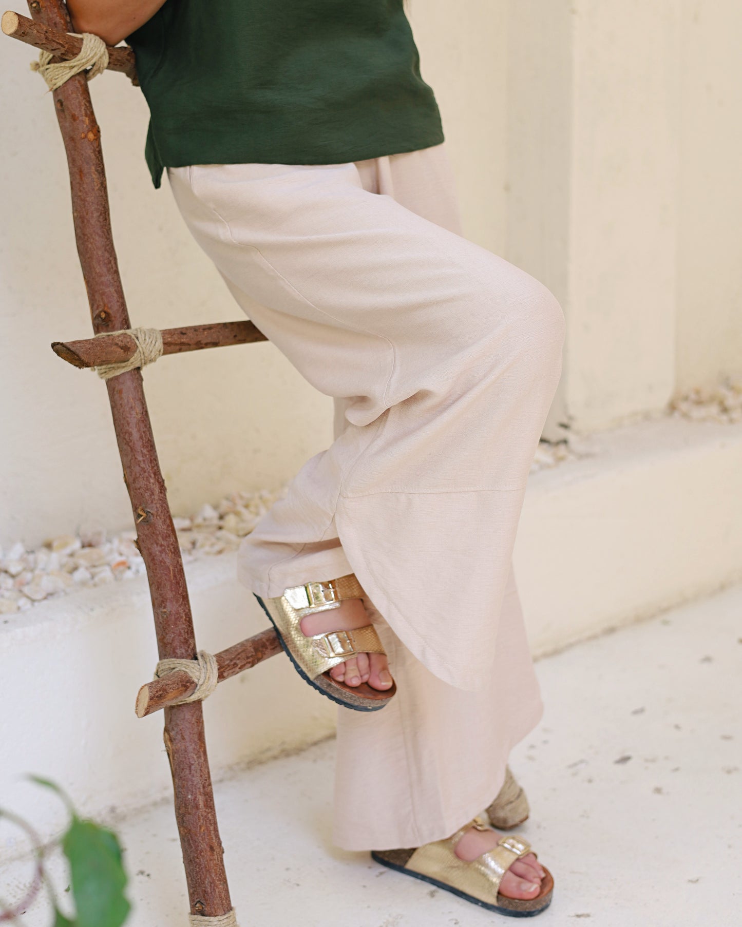 Cap-Sleeve Blouse & High-Waisted Wide-Leg Pants